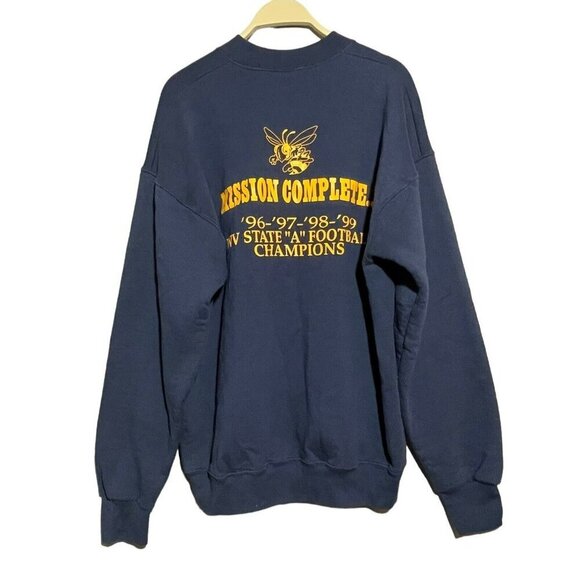 Moorefield Yellowjacket WV Football Sweatshirt Fleece Men Size L 90s Souvenir - Picture 2 of 10